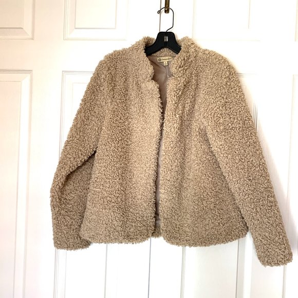 DEMOCRACY Faux Fur Mongolian Curly Lamb Teddy Jacket - Picture 2 of 12